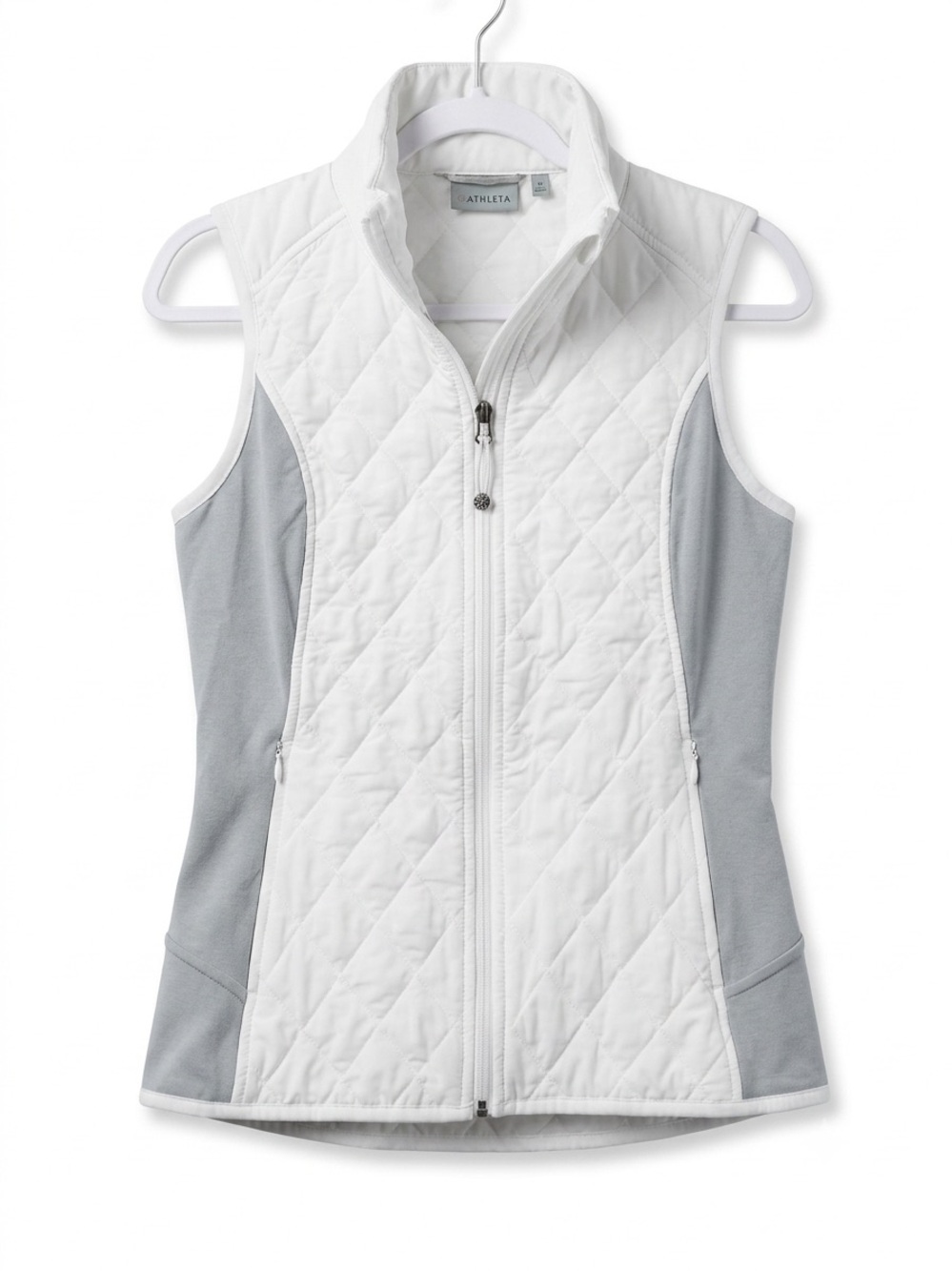 Athleta Quilted White & Light Blue Lightweight Vest